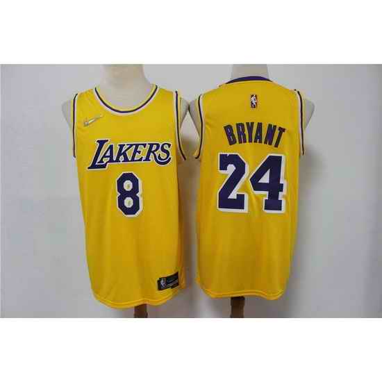 Men Nike Los Angeles Lakers 8 & 24 Kobe Bryant Yellow Nike Diamond 75th Anniversary Swingman Jersey